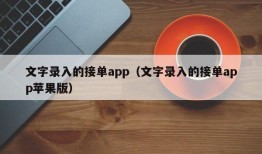 文字录入的接单app（文字录入的接单app苹果版）