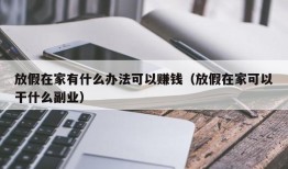 放假在家有什么办法可以赚钱（放假在家可以干什么副业）