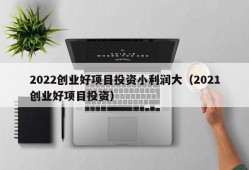 2022创业好项目投资小利润大（2021创业好项目投资）