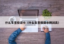 什么生意投资小（什么生意投资小利润高）