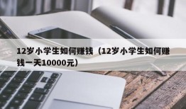 12岁小学生如何赚钱（12岁小学生如何赚钱一天10000元）