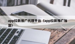 app拉新推广代理平台（app拉新推广加盟）