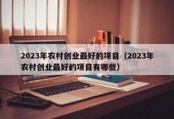 2023年农村创业最好的项目（2023年农村创业最好的项目有哪些）