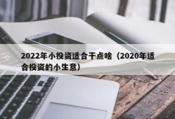 2022年小投资适合干点啥（2020年适合投资的小生意）