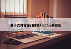 关于支付宝偏门赚钱7天30w的信息