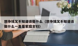 想挣钱又不知道该做什么（想挣钱又不知道该做什么一直是家庭主妇）