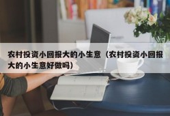 农村投资小回报大的小生意（农村投资小回报大的小生意好做吗）