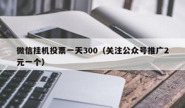 微信挂机投票一天300（关注公众号推广2元一个）