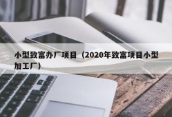 小型致富办厂项目（2020年致富项目小型加工厂）